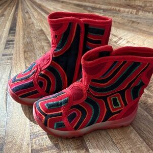 Vibrant Red and Black Kids Boots
